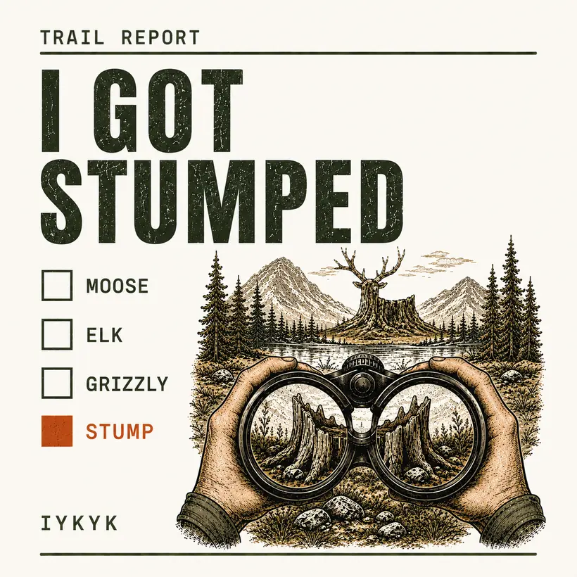 Trail Report checklist design on cream with binocular illustration